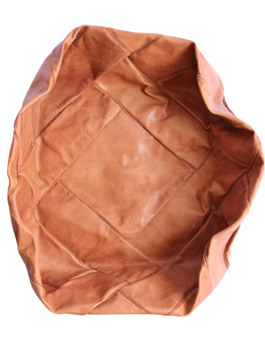 Square Moroccan leather pouf