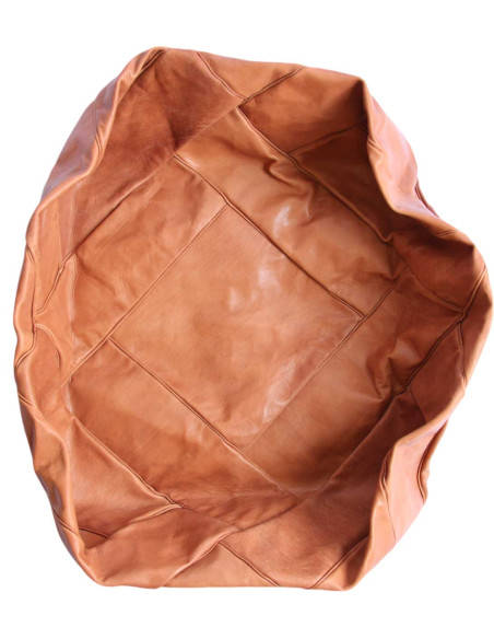 Square Moroccan leather pouf