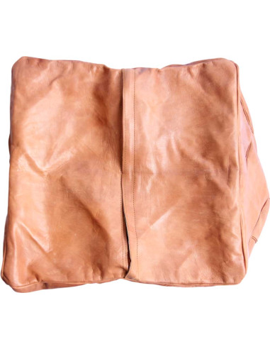 Square Moroccan leather pouf