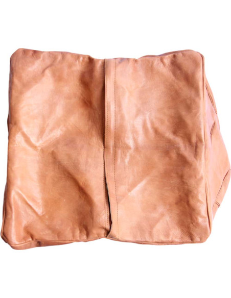 Square Moroccan leather pouf