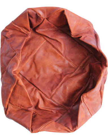Square Moroccan leather pouf