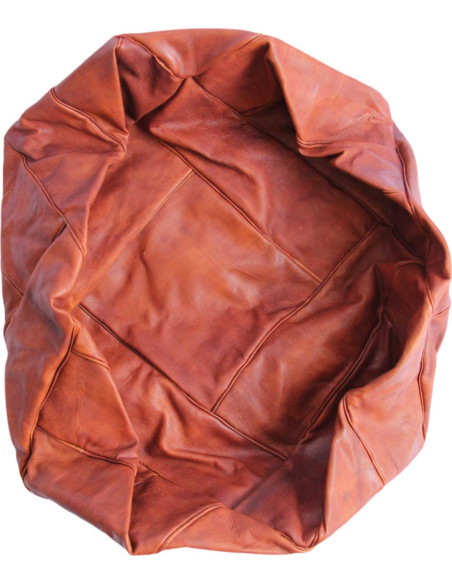 Square Moroccan leather pouf