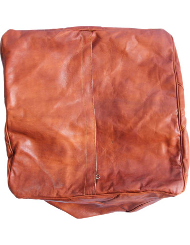 Square Moroccan leather pouf