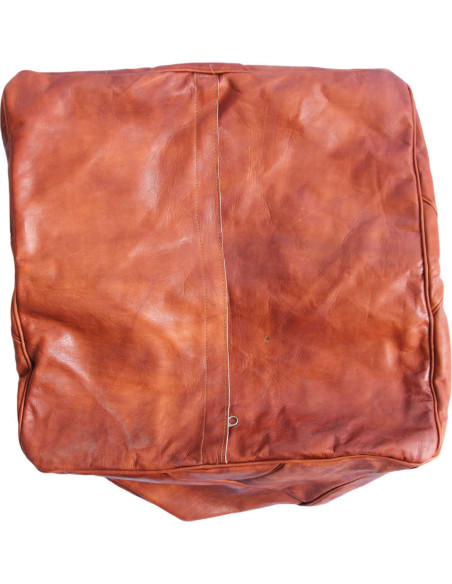 Square Moroccan leather pouf