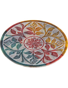 Porte-encens rond à feuillage multicolore