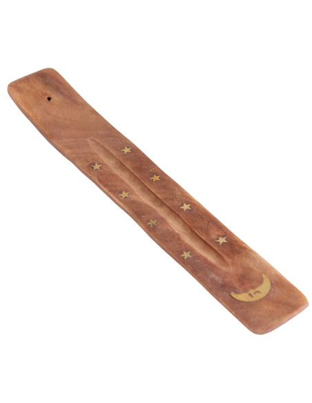 Wooden incense stick holder with moon