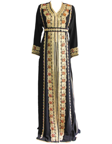 Kaftan marocain noir et dorée