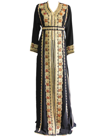Kaftan marocain noir et dorée