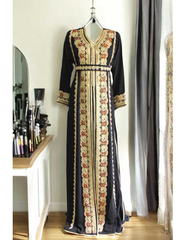 Kaftan marocain noir et dorée