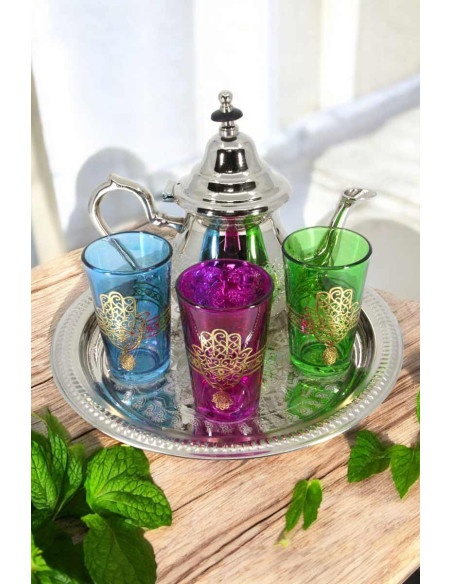 Service à thé marocain Chefchaouen – 3 personnes, théière 0,5 L