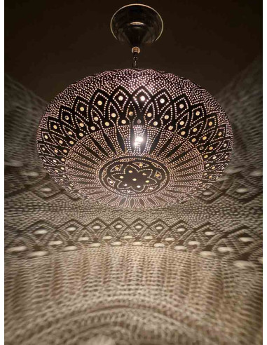 Moroccan Silver Khobza 2 Ceiling Light, petal...