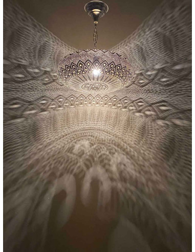 Moroccan Silver Khobza 2 Ceiling Light, petal...