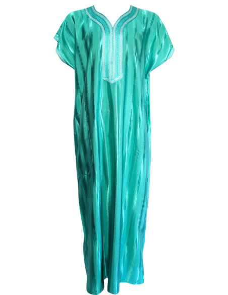 Djellaba pour homme vert d'eau à rayures