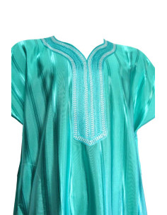 Djellaba pour homme vert d'eau à rayures 2