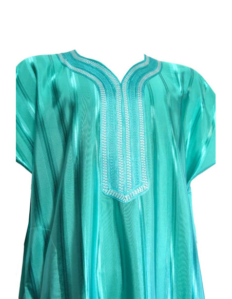 Djellaba pour homme vert d'eau à rayures