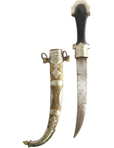 Moroccan dagger with black handle and gold sheath 2
