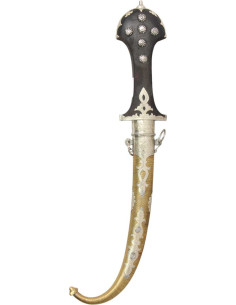 Moroccan dagger with silver-studded black handle
