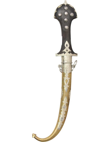 Moroccan dagger with silver-studded black handle