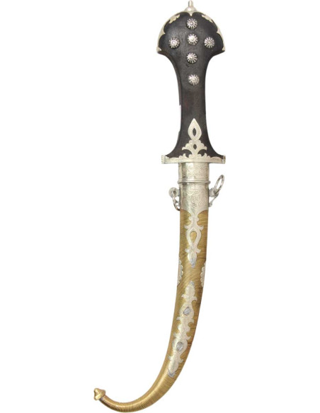 Moroccan dagger with silver-studded black handle