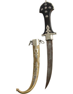 Moroccan dagger with silver-studded black handle 2