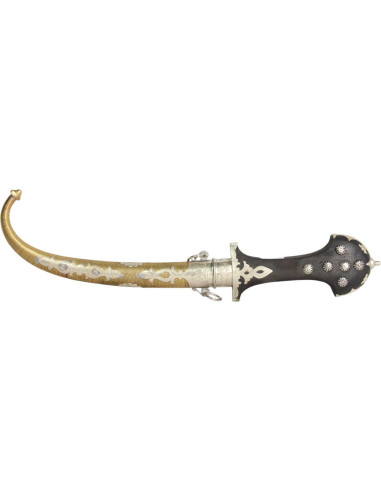 Moroccan dagger with silver-studded black handle