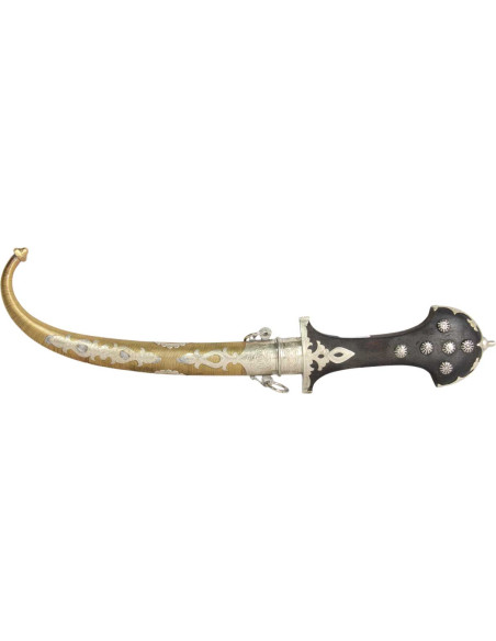 Moroccan dagger with silver-studded black handle