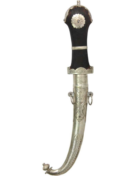 Moroccan dagger with black handle and silver sheath