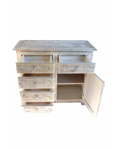 Buffet with 1 door, 2 shelves, and 5 drawers