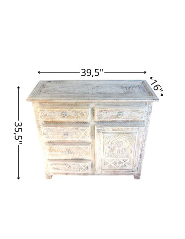 Buffet with 1 door, 2 shelves, and 5 drawers