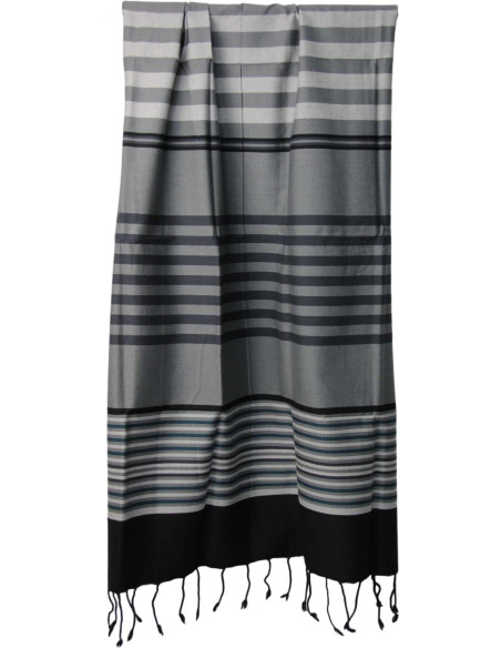 Grey fouta with black stripes