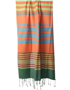 Orange and green striped fouta