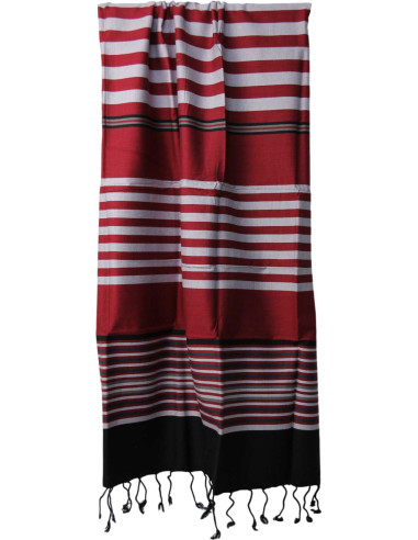Burgundy fouta with white stripes