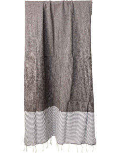 Plain taupe fouta with white striped band