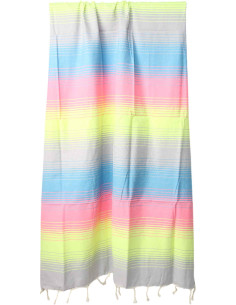 Fouta pastel à rayures arc-en-ciel