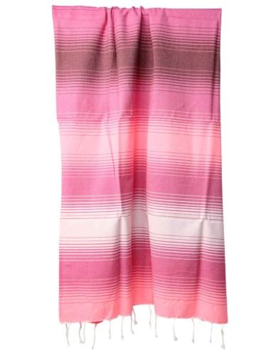 Fouta en dégradé rose et blanc