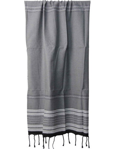 Grey fouta with black striped border