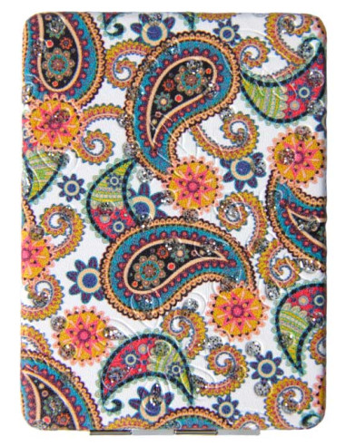 Hand mirror with paisley pattern