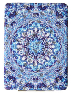 Hand mirror with blue and white mandala