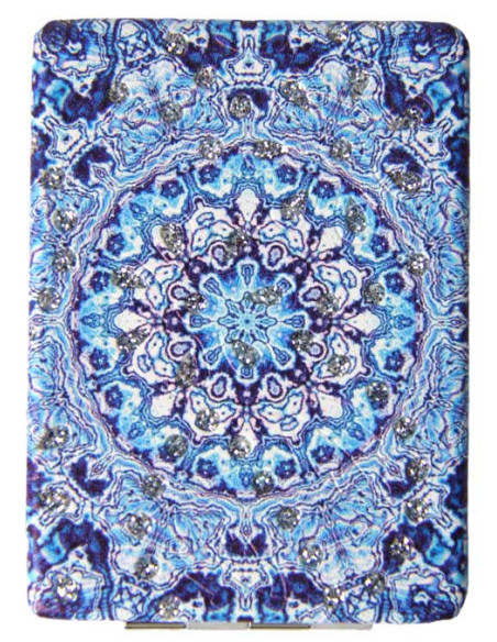 Hand mirror with blue and white mandala