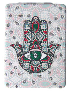 Face-à-main carré à main de Fatma verte et rouge