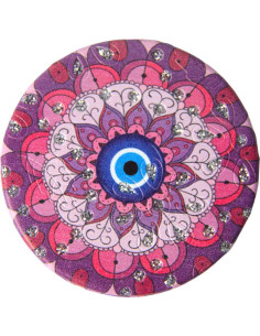 Face-à-main rond à mandala rose et œil bleu