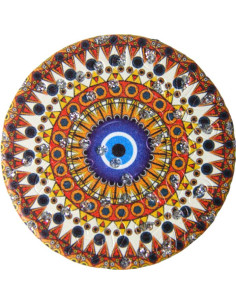 Face-à-main rond à mandala orange et œil bleu