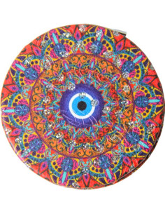 Face-à-main rond à mandala rouge et œil bleu