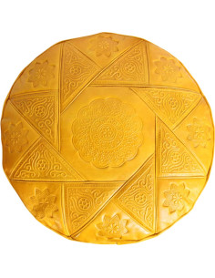Moroccan Casablanca Leather Pouf, Yellow – Ø 18 in 2