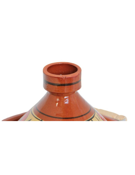 Tajine marocain en terre cuite 30 cm (12 po) – 4 à 6 personnes, fleurs orange