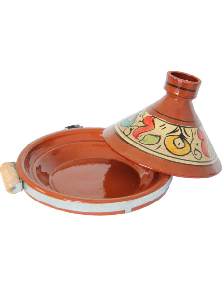 Tajine marocain en terre cuite 28 cm (11 po) – 2 à 3 personnes, fleurs bleues