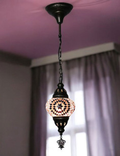 Suspension turque en mosaïque mauve, Ø 5 po 2
