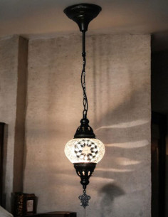 Suspension turque en mosaïque blanche, Ø 5 po 2