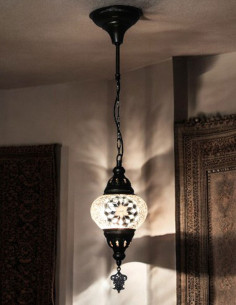 Suspension turque en mosaïque blanche, Ø 5 po