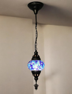 Suspension turque en mosaïque bleue, Ø 5 po 2